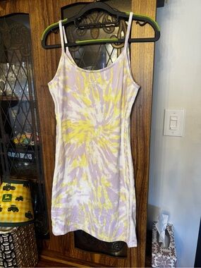 adidas Tie-Dye Tank Dress in Lavender and Yellow